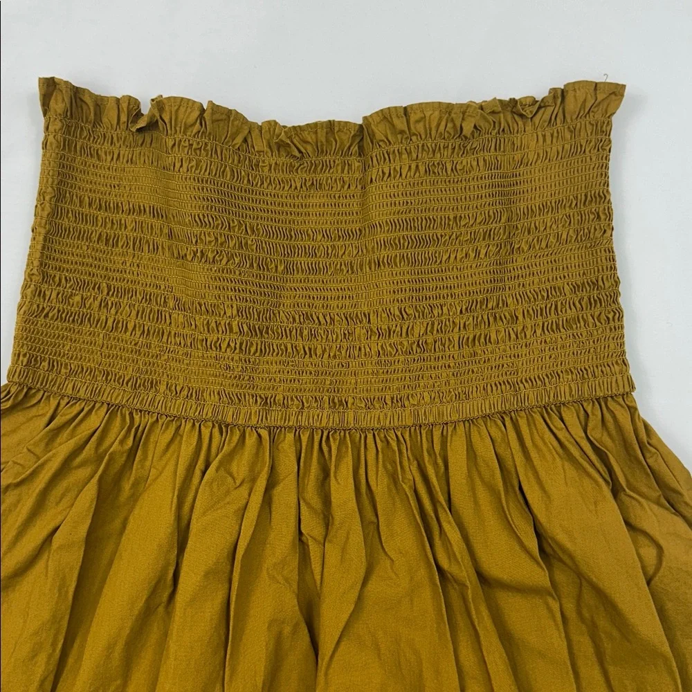 J. Crew Mustard Midi Skirt with Smocked Waist